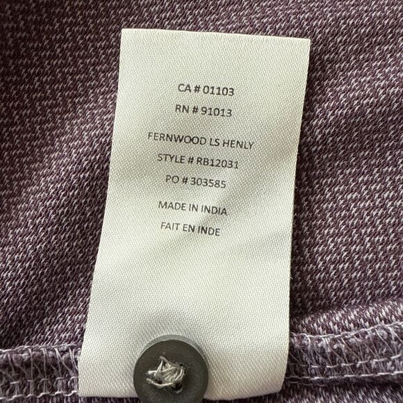 Robert Barakett Size Large Fernwood Long Sleeve Henley Shirt Imperial Purple Men - Picture 6 of 6